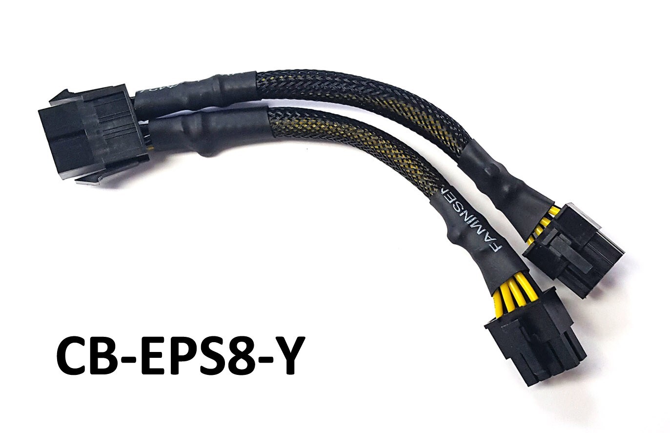 Power Supply EPS 12V 8 pin Y Splitter Cable 6.75" for Motherboard 18 AWG Sleeved