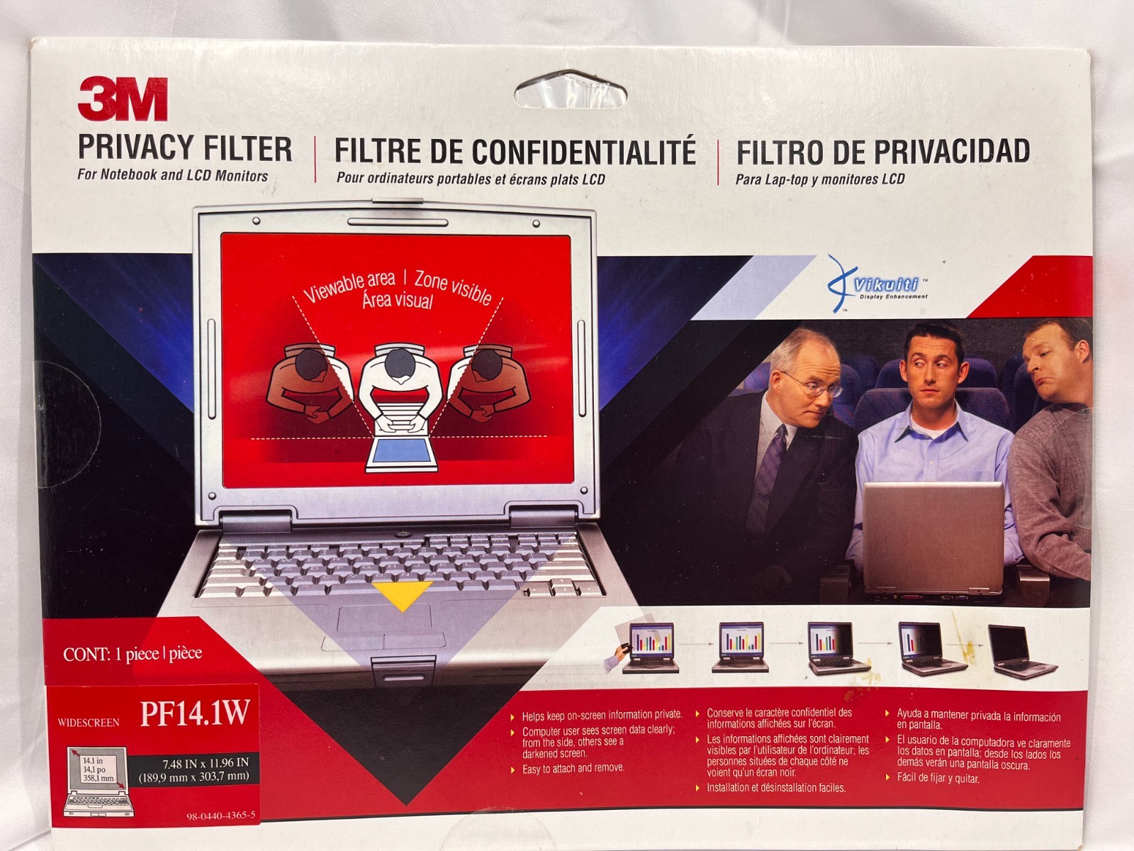 3M PF14.1W Privacy Filter 14.1" Widescreen Laptop 16:10 11.96 x 7.48 NEW