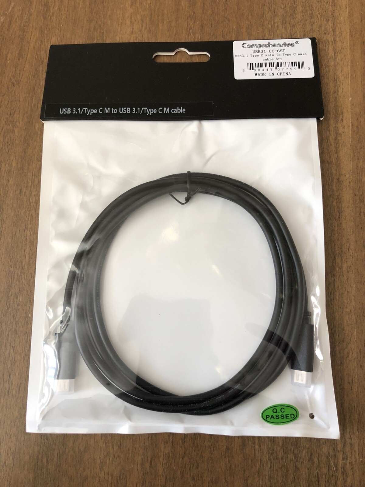 Comprehensive USB31-CC-6ST USB-C 3.1 Male To USB-C 3.1 Male Cable 6ft