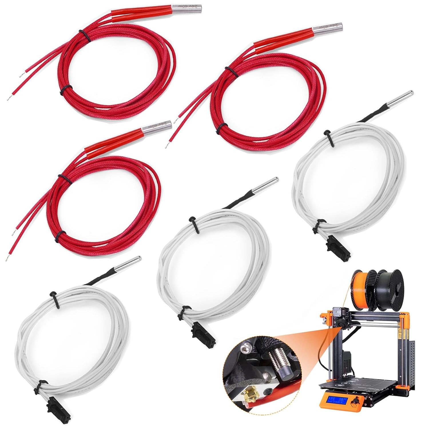 Prusa i3 MK3 MK3S Hotend Heater Cartridge Thermistor Kit 24V 40W 6 Pack