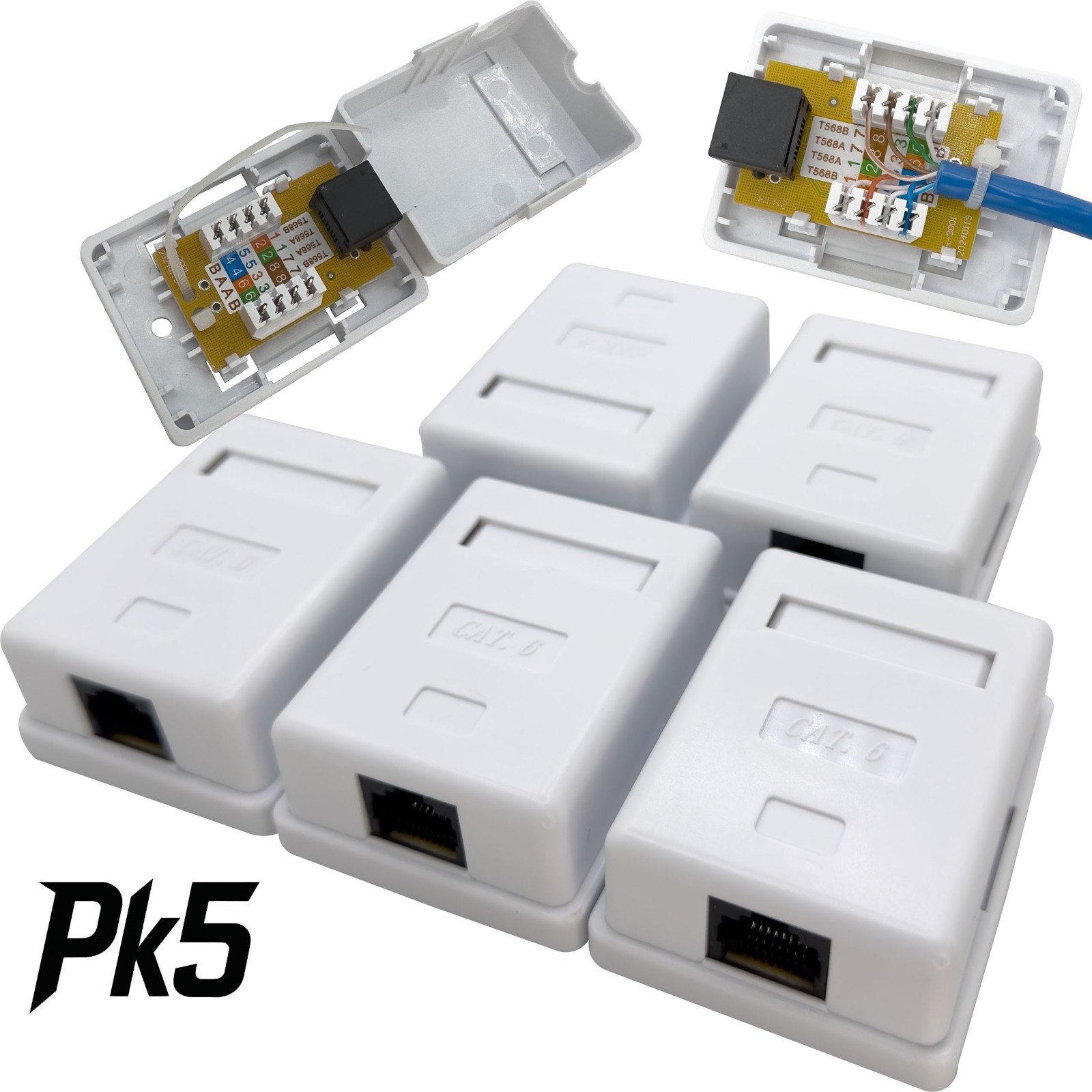 1050 Pk5 Integrated Cat6 Jack One Port Wall Box - Convenient all in one cat6 box