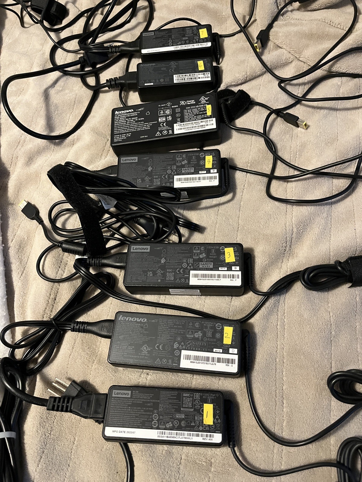 Lenovo 65w  Power Charger Adapter w/ Power Cable. 7  TOTAL