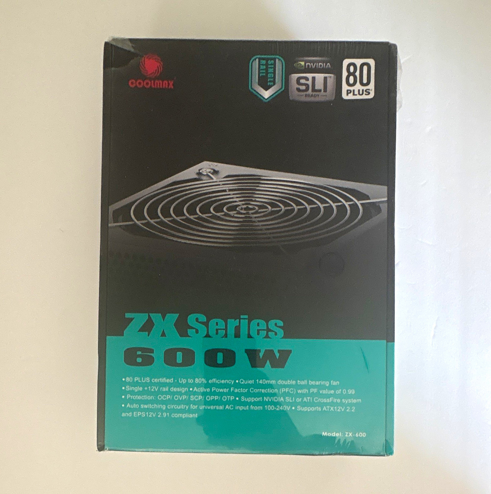 COOLMAX ZX Series 600w 80 plus certified SLI Ready Never opened
