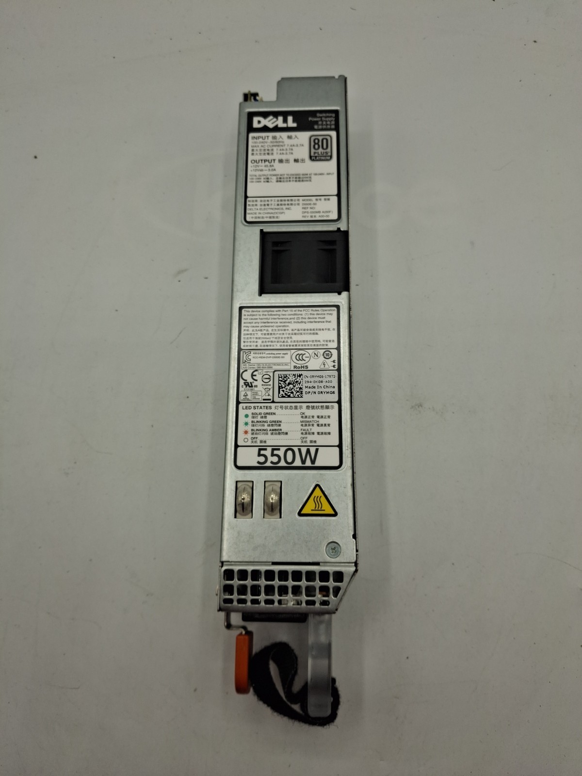 Dell 550W Power Supply Unit 0RYMG6 Rev A00-00 D550E-S0 DPS-550MB A(00F)