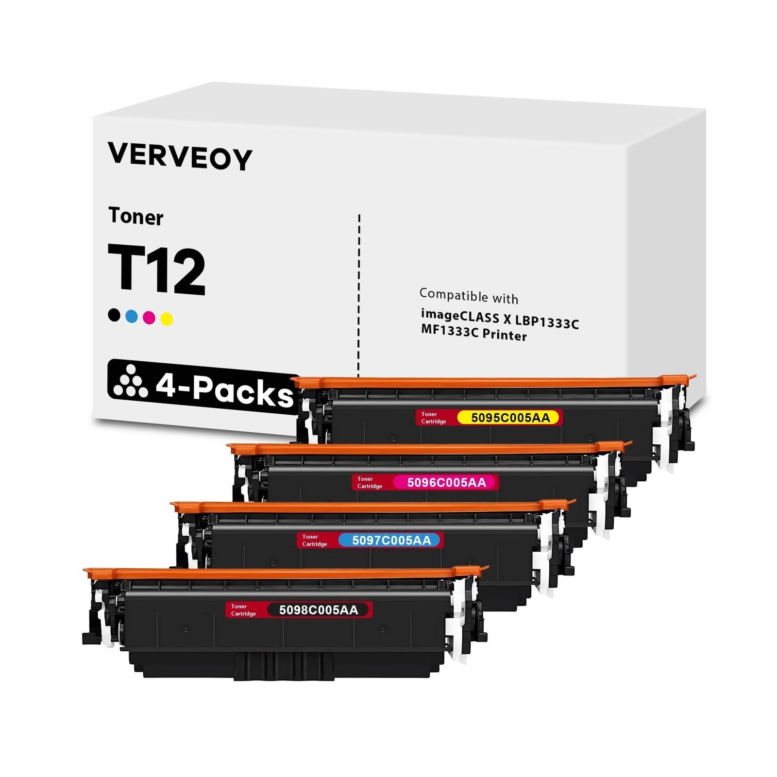 T12 T12L High Yield Toner Cartridge 4-Pack Compatible for Canon T12 T12BK T12...