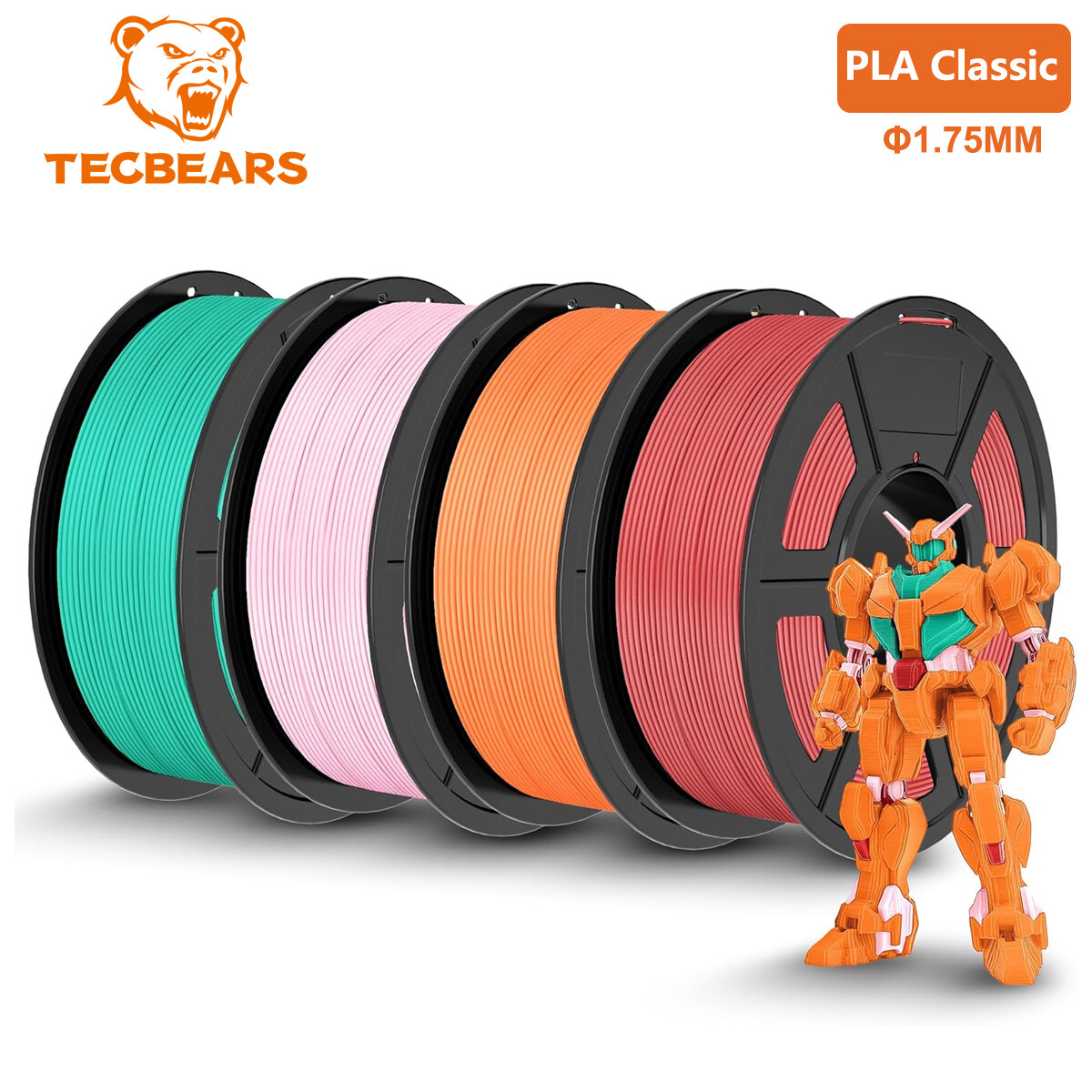 TECBEARS 4kg High Speed PLA Classic 3D Printer Filament 600mm/s 1.75mm Knot-Free