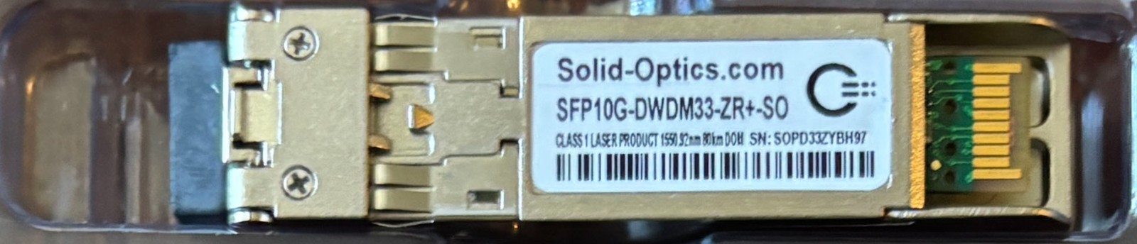 Solid Optics 10G DWDM (ch 33) SFP 80km transceiver for Cisco SFP10G-DWDM33-ZR-SO