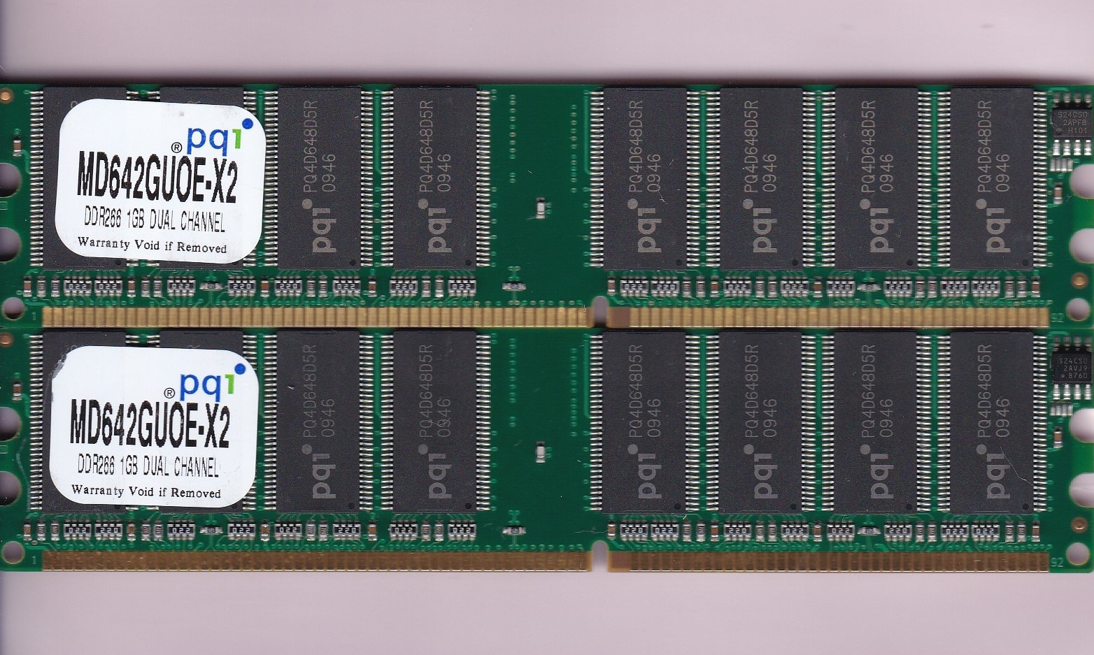 2GB 2x1GB PC-2100 PQI DDR-266 MD642GU0E-X2 DESKTOP MEMORY KIT LOW DENSITY DDR1
