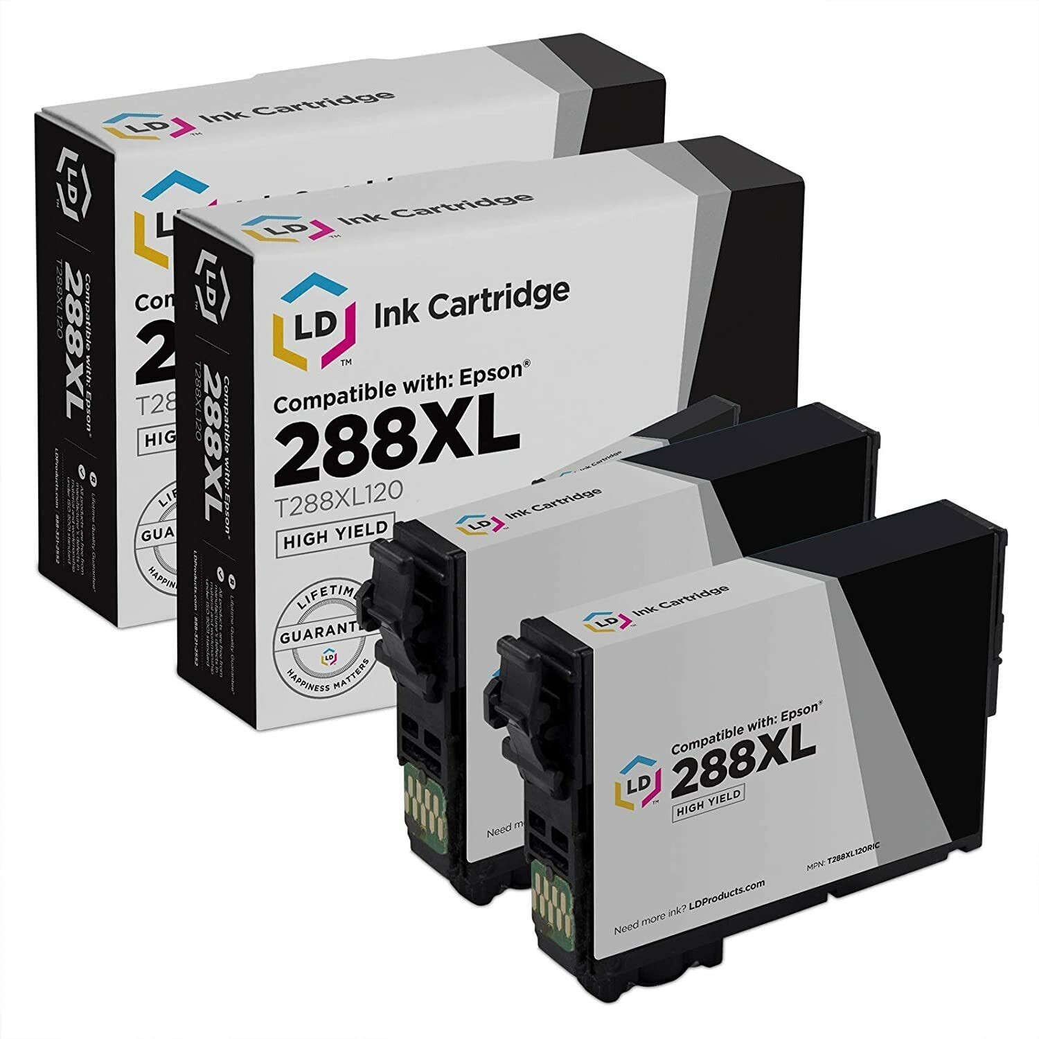 2PK Black Ink Cartridge for Epson T288XL120 288XL 288 XP-340 XP-434