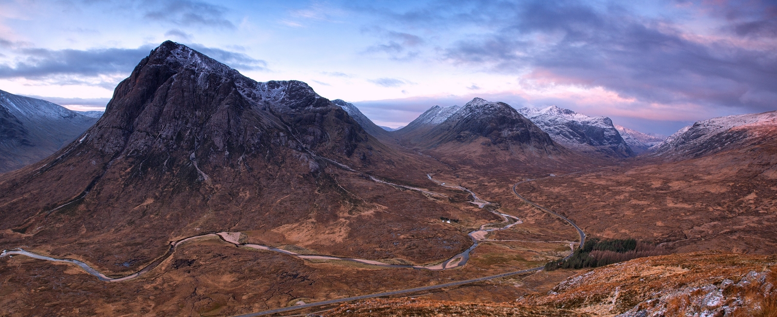 Landscape mountains river valley aerial view glen coe Custom Gaming Mat Desk