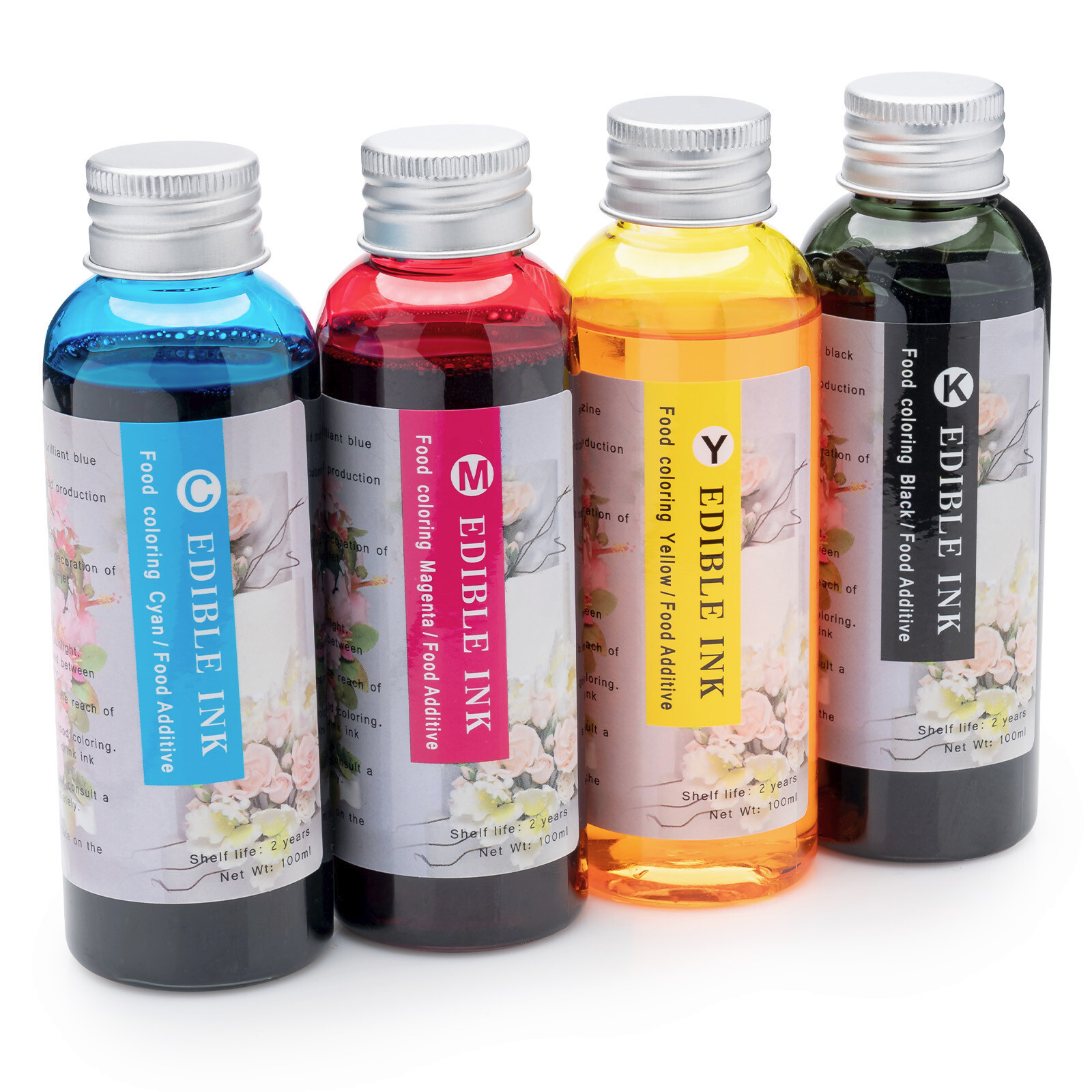100ml 4-Colored Edible Ink Refill Bottles alternative for hp canon brother 