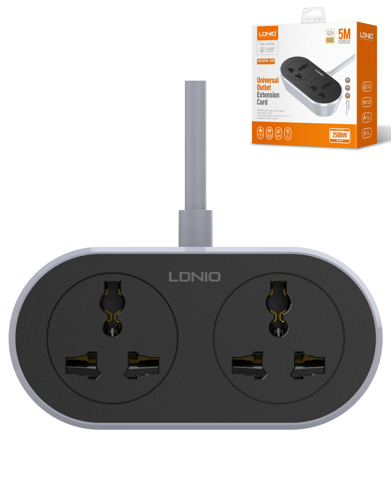 LDNIO SC2018 Universal Outlet Extension Cord (2500W)