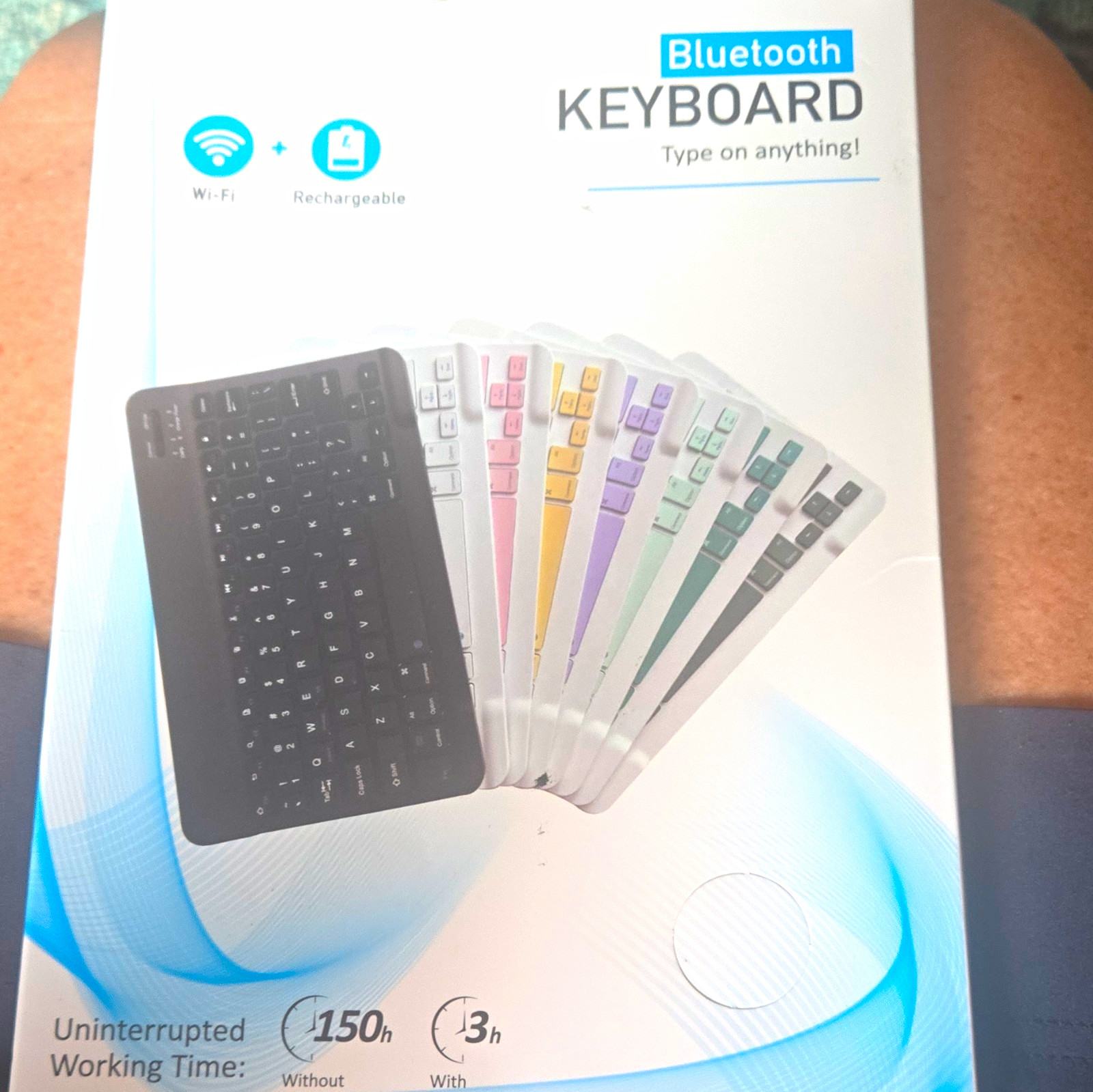 Bluetooth Multi-Device Rechargeable Keyboard, English QWERTY, Multicolor
