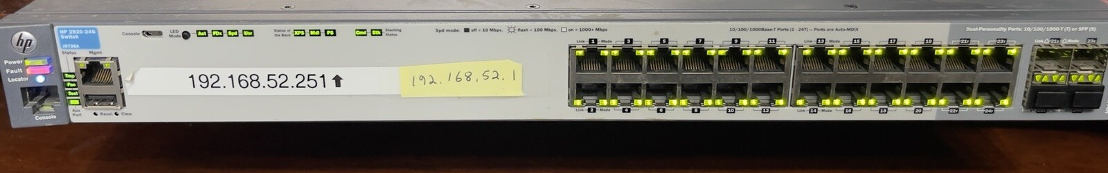 HP ProCurve 2920-24G 24 Port Managed Gigabit Ethernet Network Switch J9726A