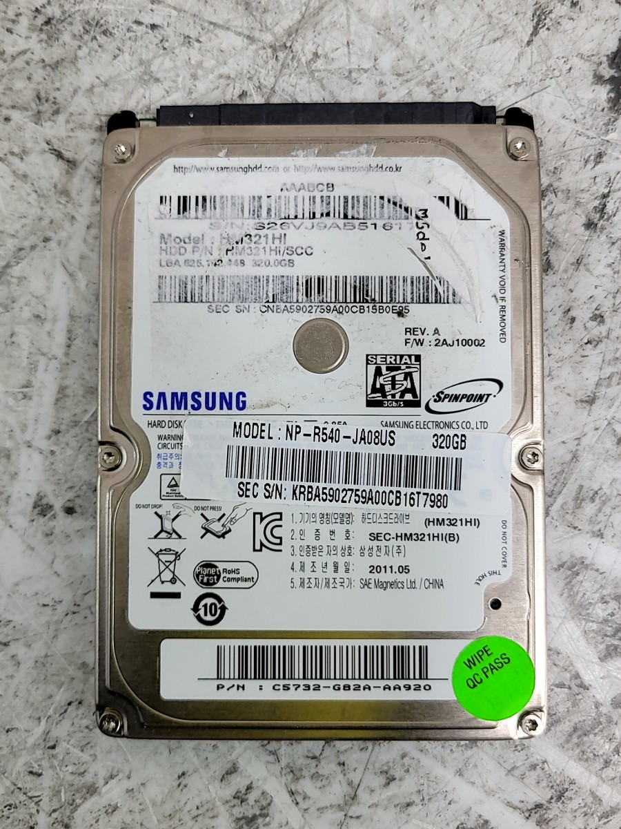 SAMSUNG HM321HI Hard Drive 2.5" SATA 320GB