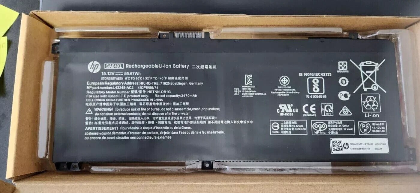 OEM SA04XL Battery 55.67Wh 15.2V for HP Envy X360 15m-ds0011dx 17t-cg100 15M-DR