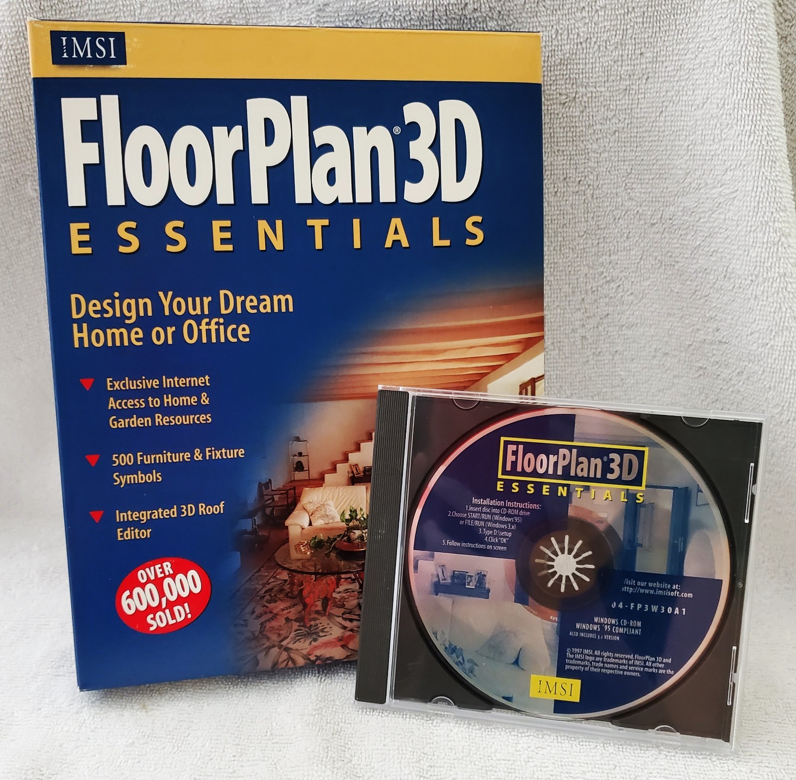 1997 FloorPlan 3D Essentials CD-ROM by IMSI Windows 95 / Windows 3.1 Software