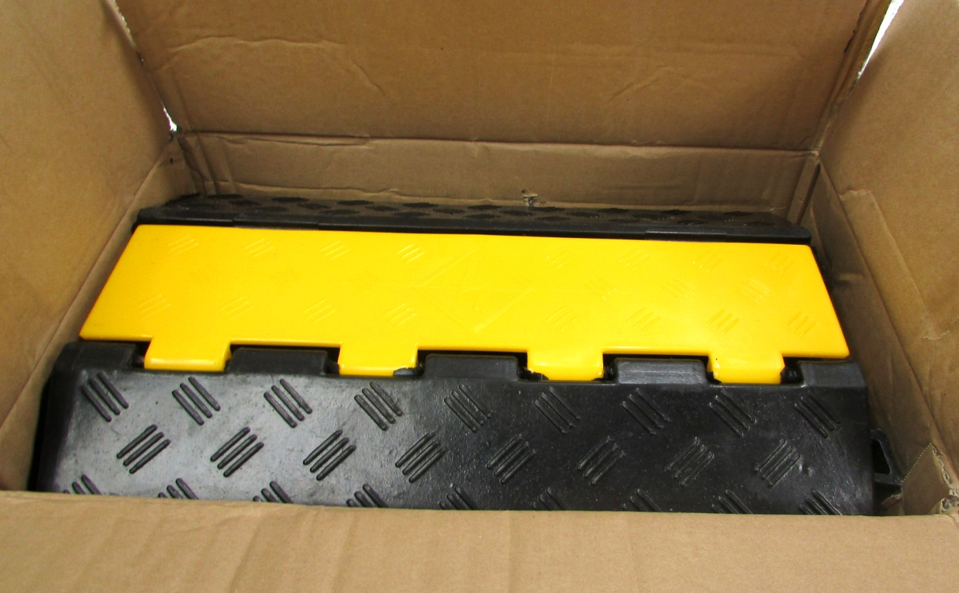 2-Channel Cable Ramp Cord Cover | Heavy Duty Rubber | 30"x9"x1.7" Outdoor Use