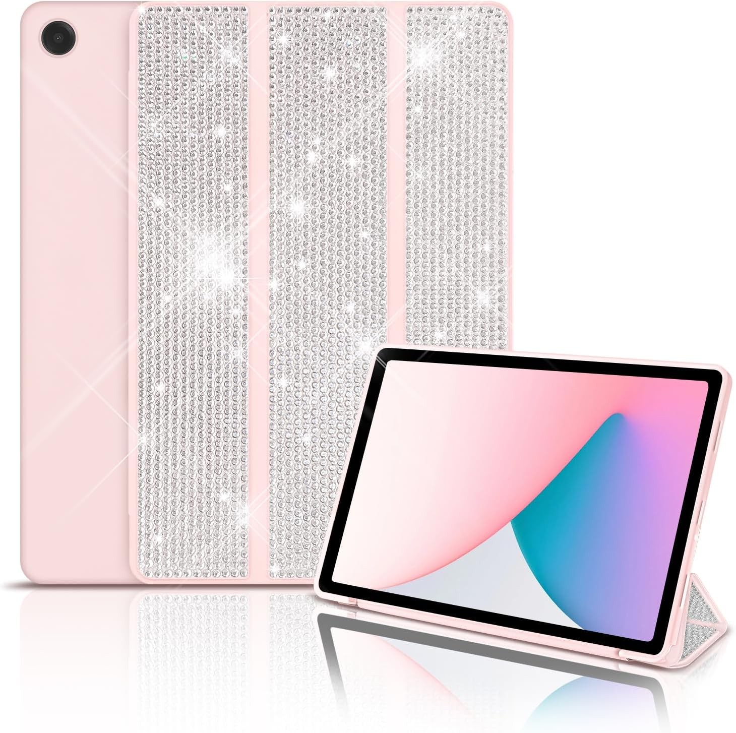 Bling Pink Glitter TPU Case for 11" Samsung Galaxy Tab A9+ 2023, Slim & Protecti