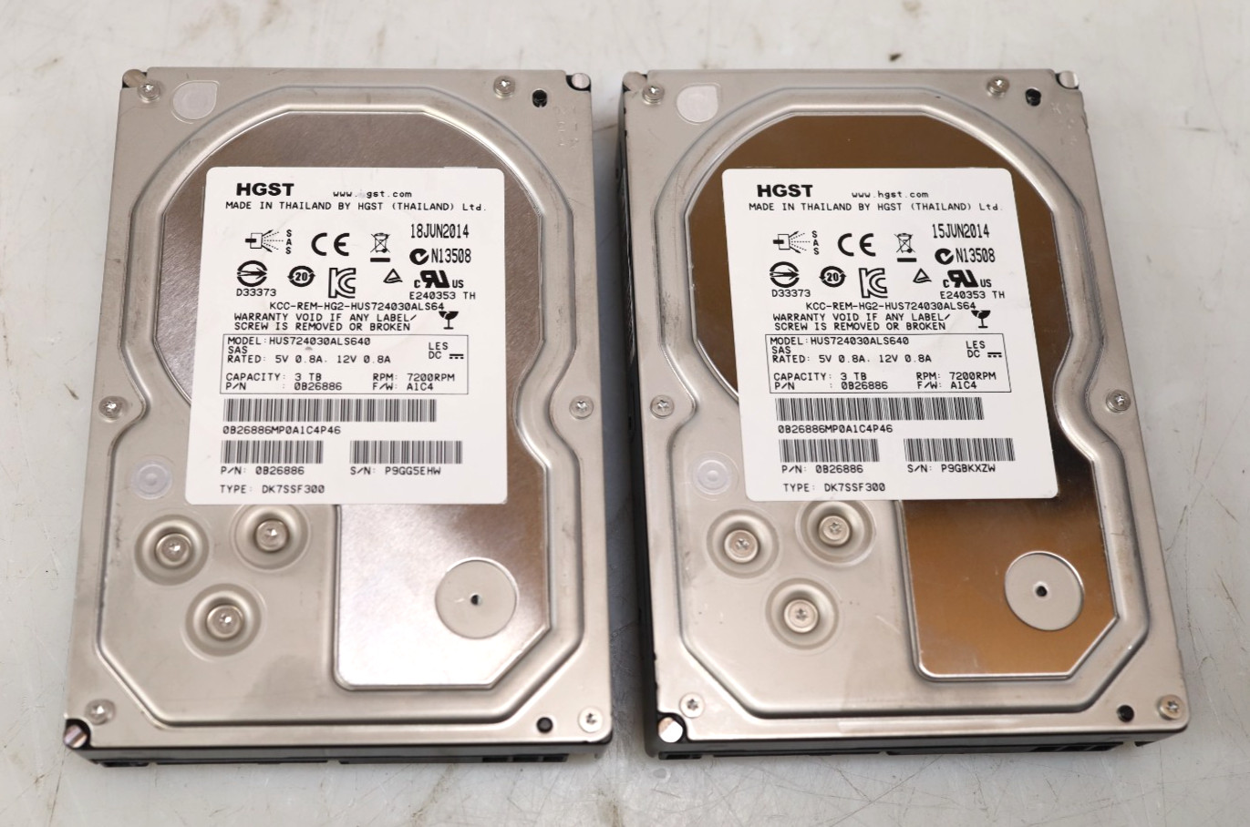 Lot 2x HGST 3TB HUS723030ALS640 3.5" 7200RPM SAS Hard Drive