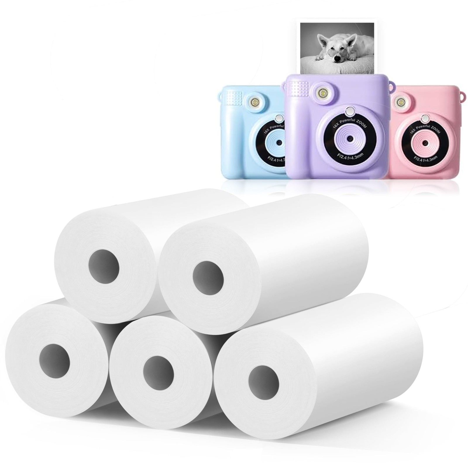5 Rolls Kids Instant Print Camera Paper Refill HD Thermal BPS/BPA Free Toy