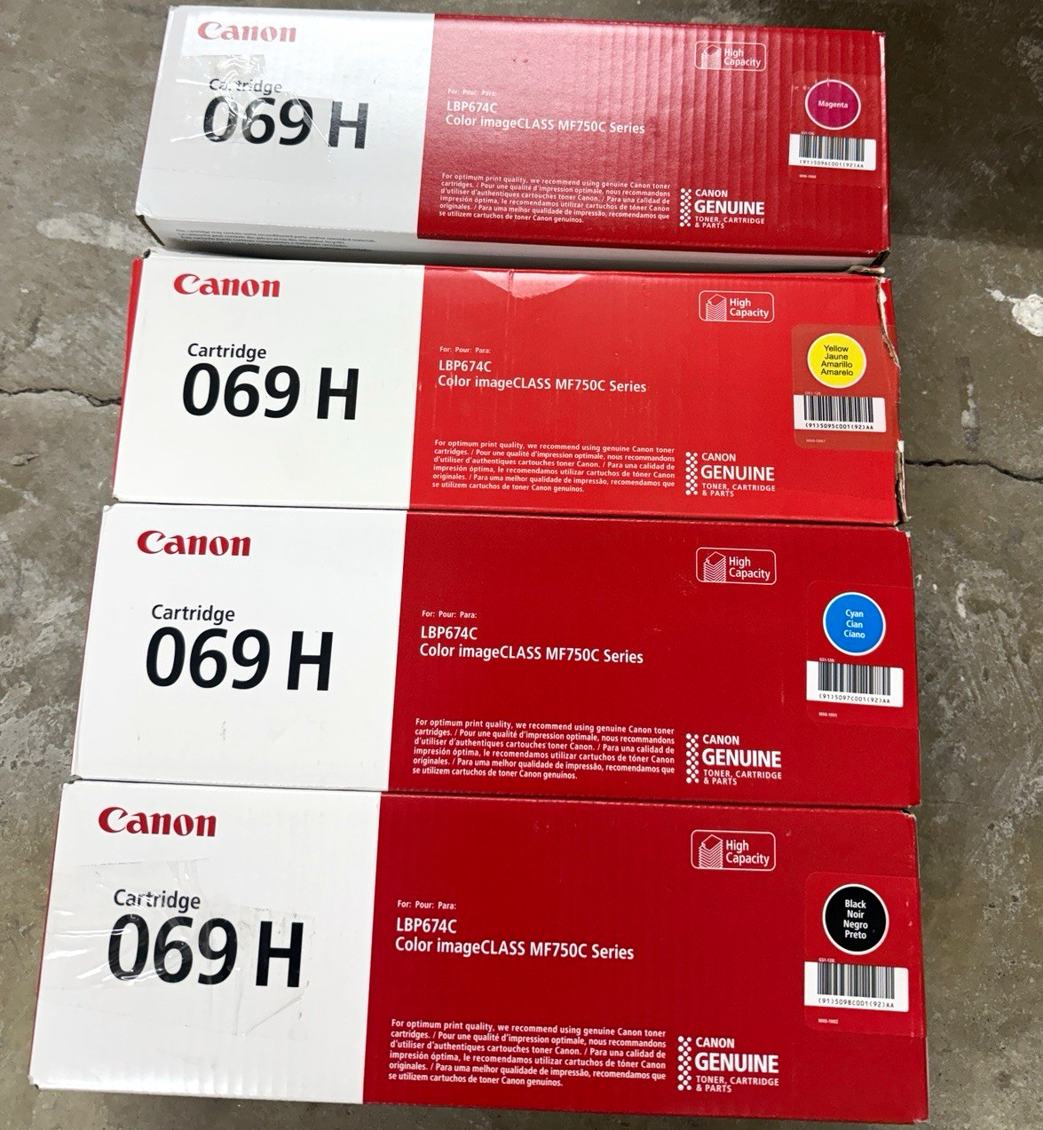 Canon 069H Genuine Original CMYK 4-Pack Laser Toner MF750C/LBP674C