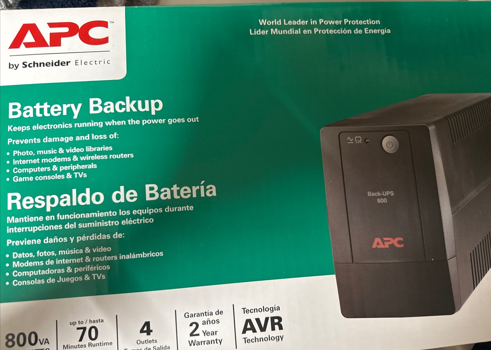 APC BACK UP Battery 800VA 400w 4 Outlets BX800L-LM