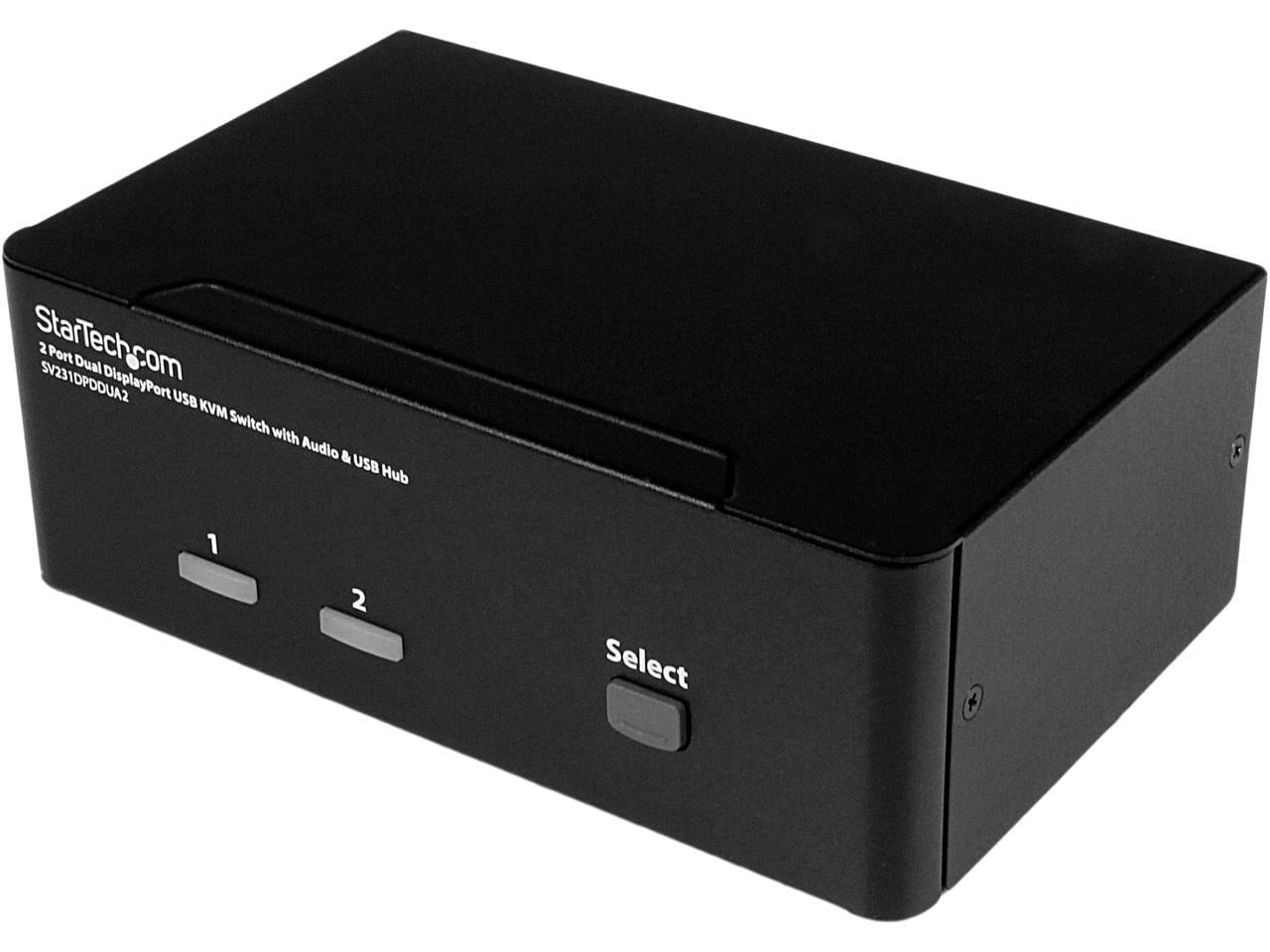 StarTech.com 2 Port DisplayPort Dual-Monitor KVM Switch, 4K 60Hz, USB Hub, Audio