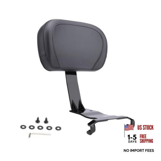 Black Motorcycle Passenger Backrest - Rear Back Rest Pad with Mount Kit - Black