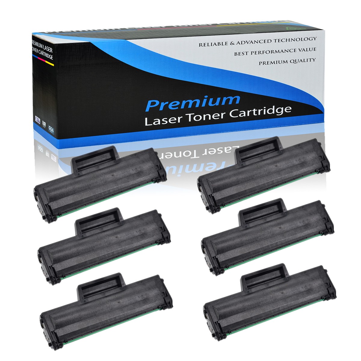 6PK Black MLT-D104S 104S Toner for Samsung ML-1865 ML-1865W SCX-3201 SCX-3200