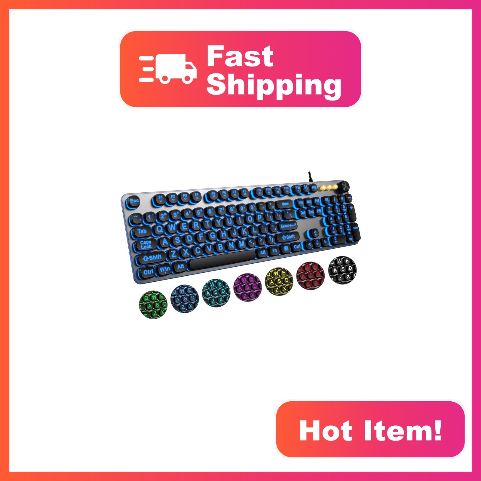 QUASIO Large Print Backlit Wired Keyboard