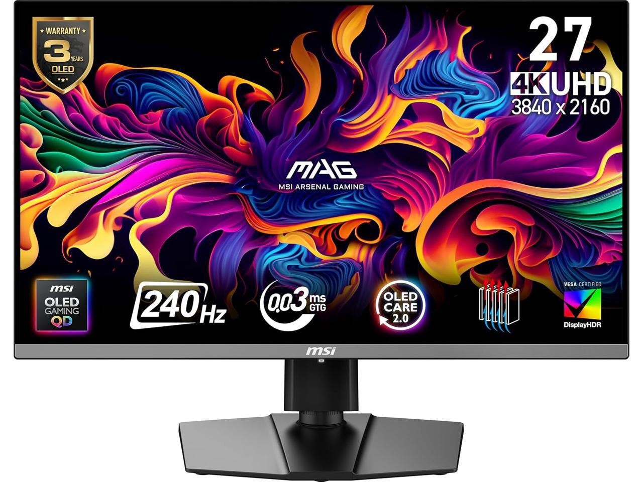 MSI MAG 272UP QD-OLED X24 26.5" QD-OLED UHD 240Hz Gaming Monitor – 4K, 0.03ms, N