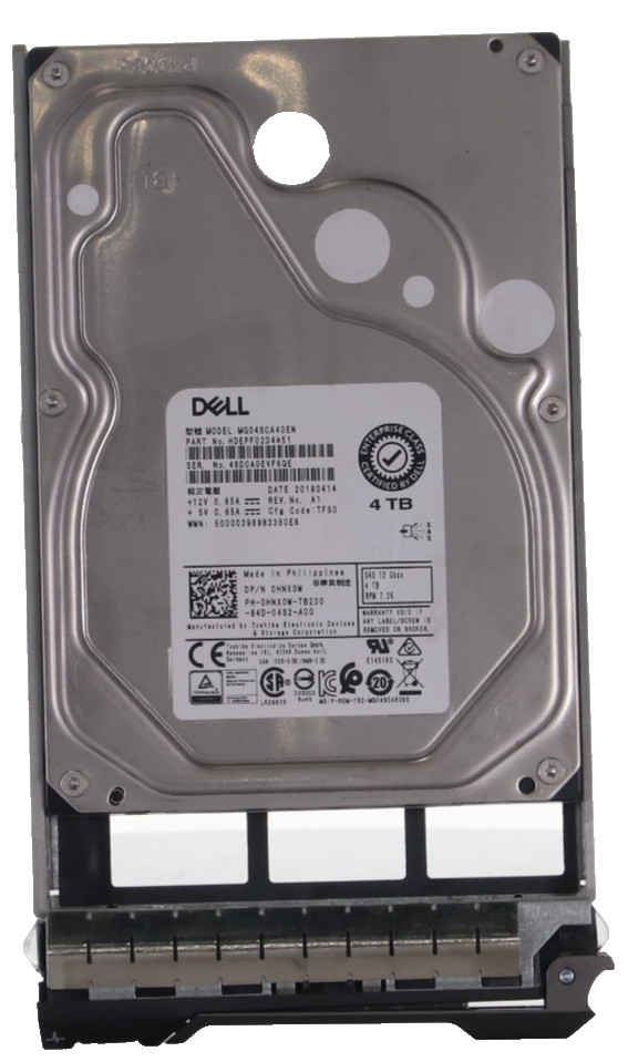 DELL 4TB 12GB/S SAS 7.2K RPM 128MB SERVER HARD DRIVE - MG04SCA40EN - W/ CADDY