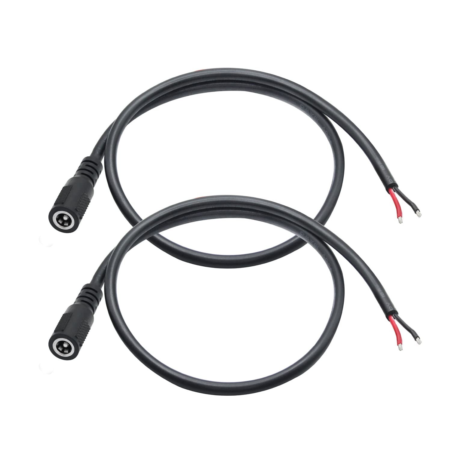12V DC Power Pigtail Cable,18AWG 0.5M/1.65FT DC 5.5mm x 2.1mm Female Plug to ...