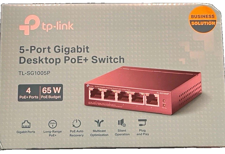TP-Link TL-SG1005P 5-Port Gigabit Unmanaged Desktop PoE+ Switch 65W