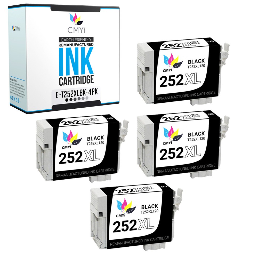 CMYi 4-Pack Replacement 252 XL Ink Cartridge for Epson Workforce WF-7610 WF-7620