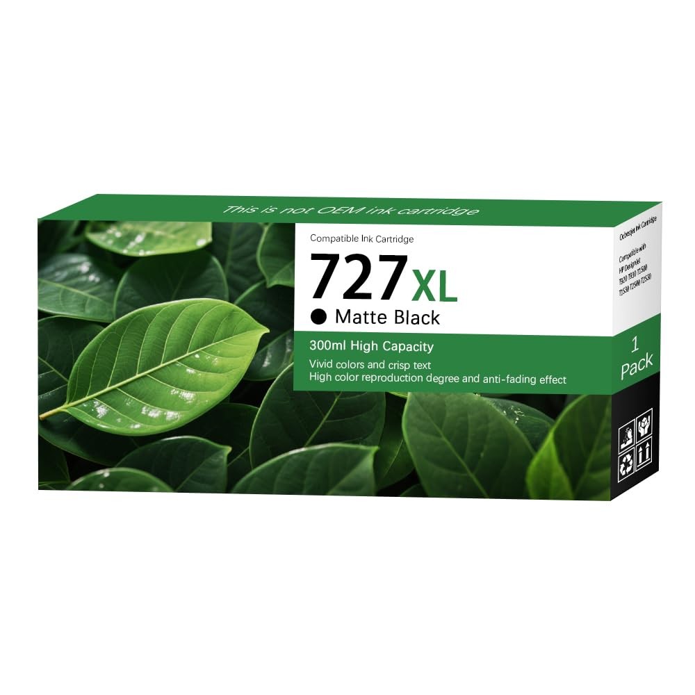 OCBESTJET 727 Matte Black Ink Cartridges 300 ml Replacement for HP 727 Matte