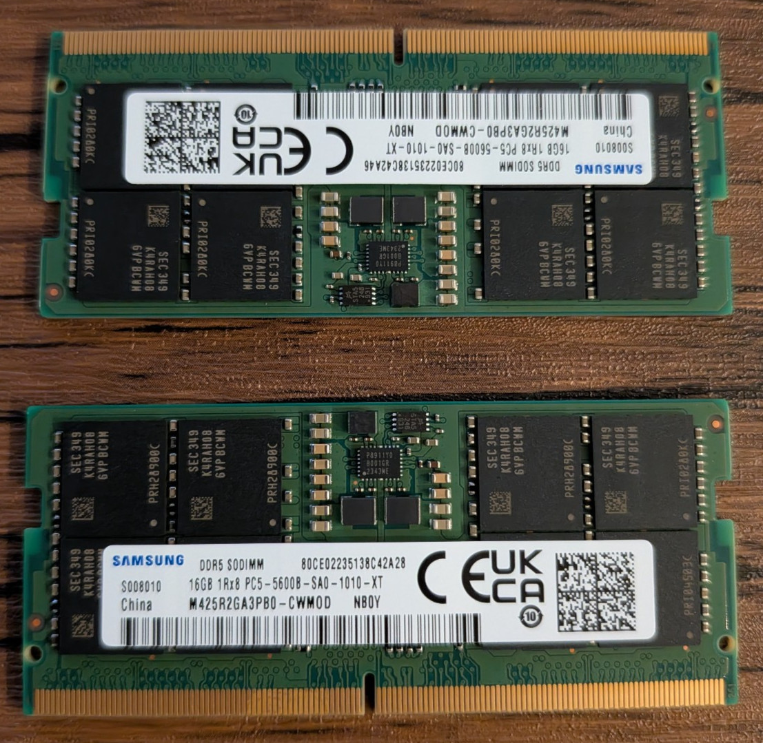 Samsung 32GB (2x16GB) DDR5 5600MHz PC5-44800 SODIMM 1Rx8 RAM M425R2GA3PB0-CWM0D