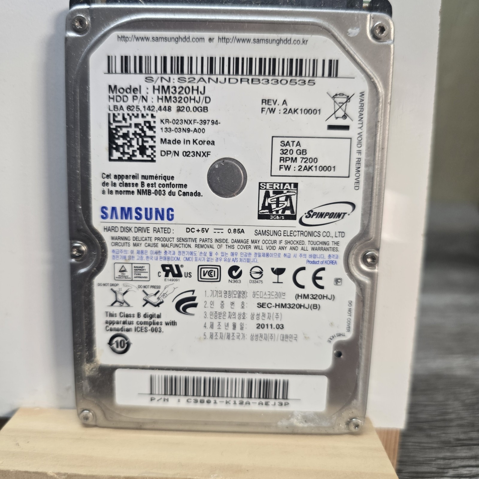 Samsung 320GB 2.5 SATA HDD HM320HJ 7200RPM Laptop Hard Drive Tested