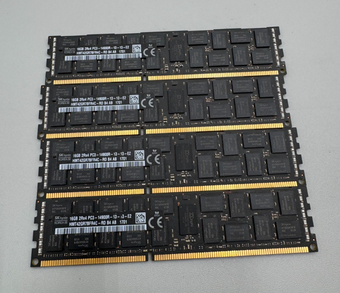 Lot Of 4 SK Hynix DDR3 16GB Each(4x16GB = 64GB)PC3 14900MHz For Server Blk B/Big