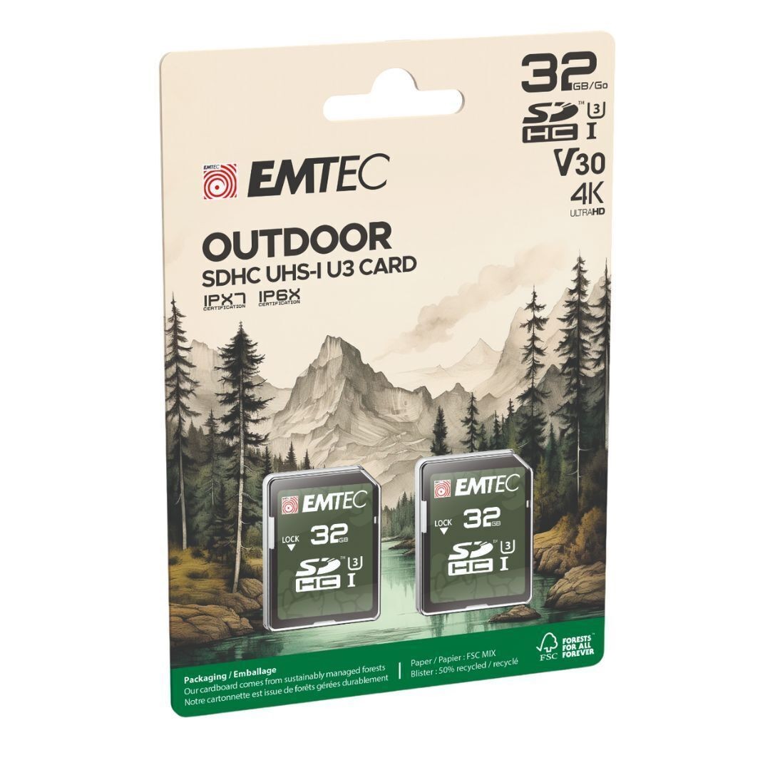 Emtec Outdoor 32GB SDHC IPX7/IP6X Outdoors and Trailcam Memory Card (2-Pack)