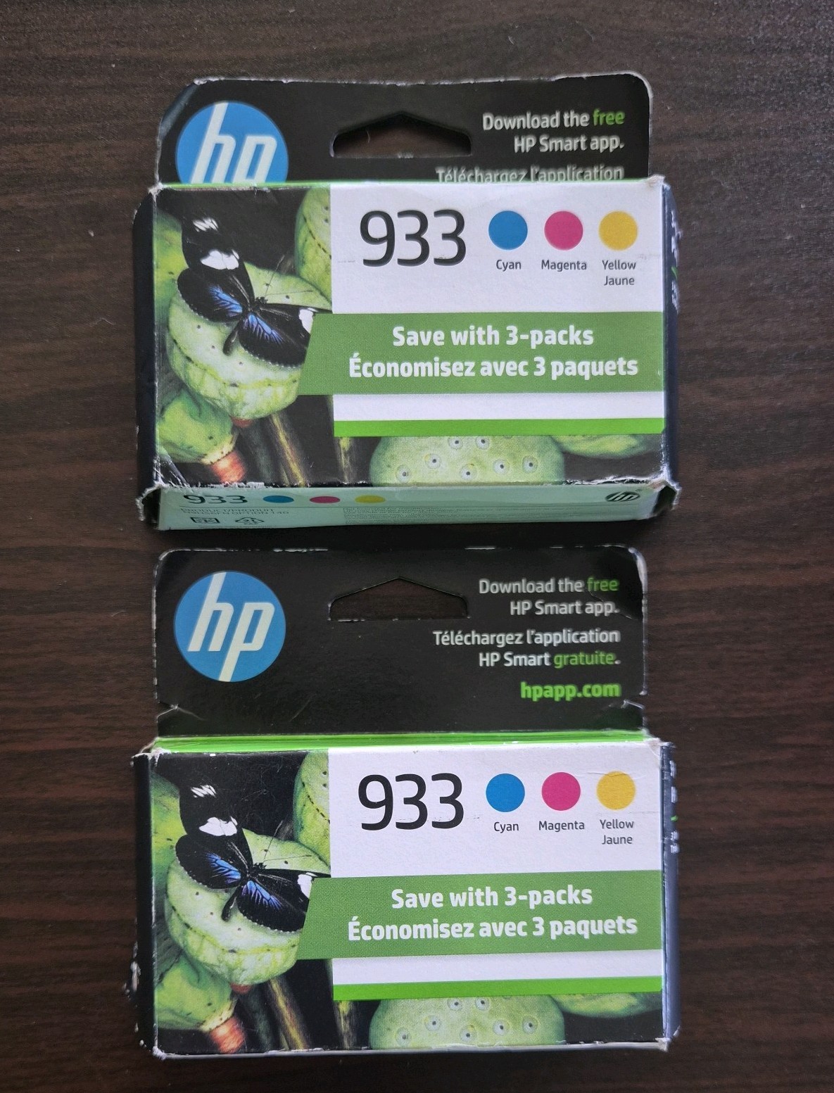 (2x) HP 933 Genuine 3 Pack Ink Cartridges 933 Cyan Magenta Yellow - EXP 06/2026