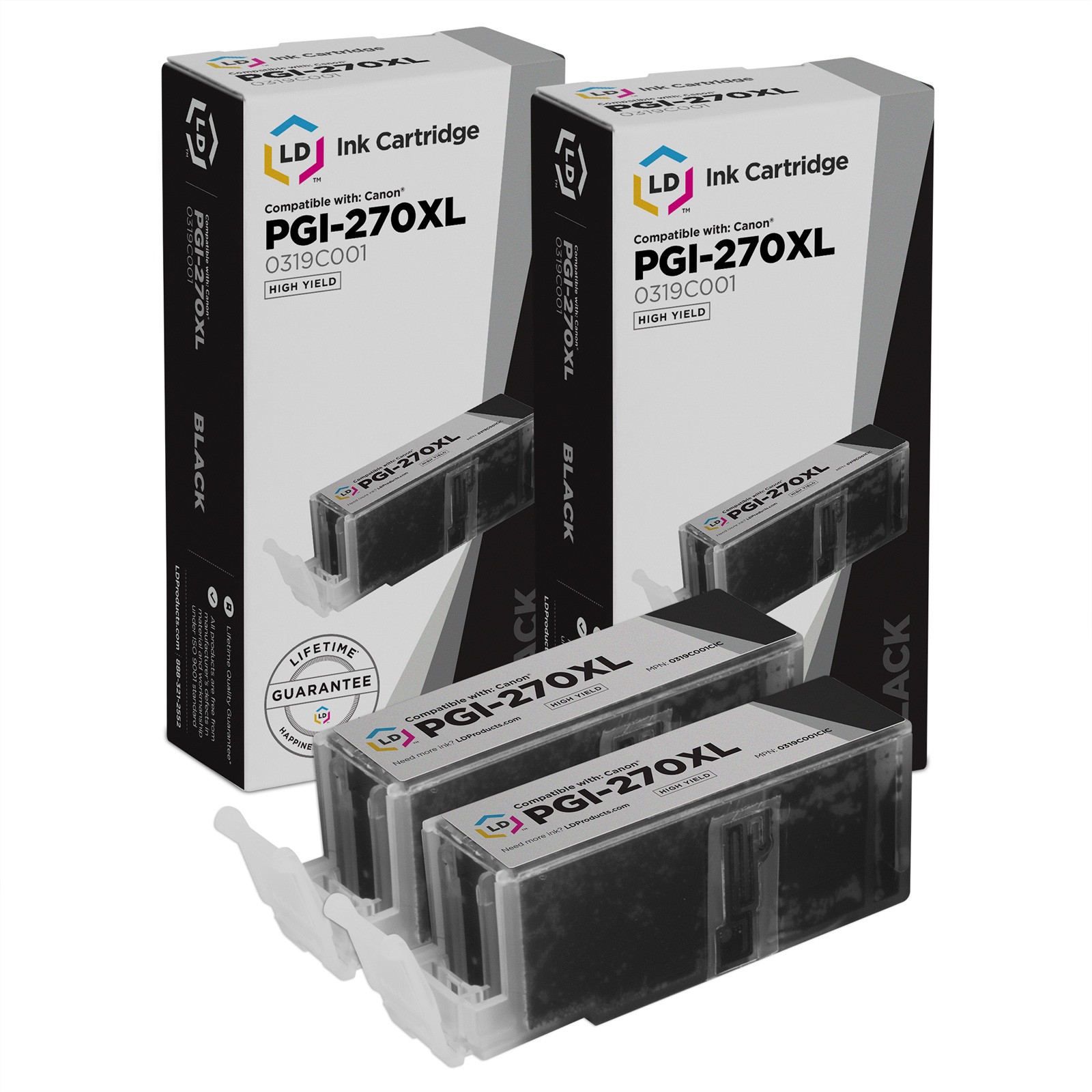 LD Compatible Canon PGI-270XL / 0319C001 2PK High Yield Pigment Black Cartridges