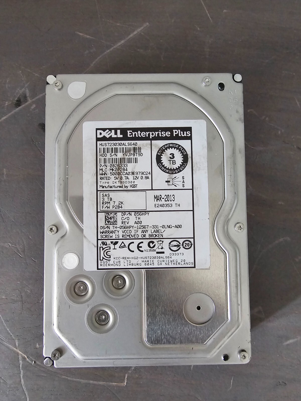Dell Enterprise Plus 3TB 7.2K SAS 3.5" LFF Hard Drive HUS723030ALS640