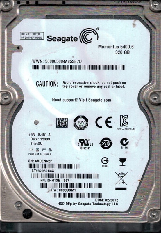 Seagate ST9320325AS P/N: 9HH13E-567 F/W: 0003BSM1 320GB SU 6VD