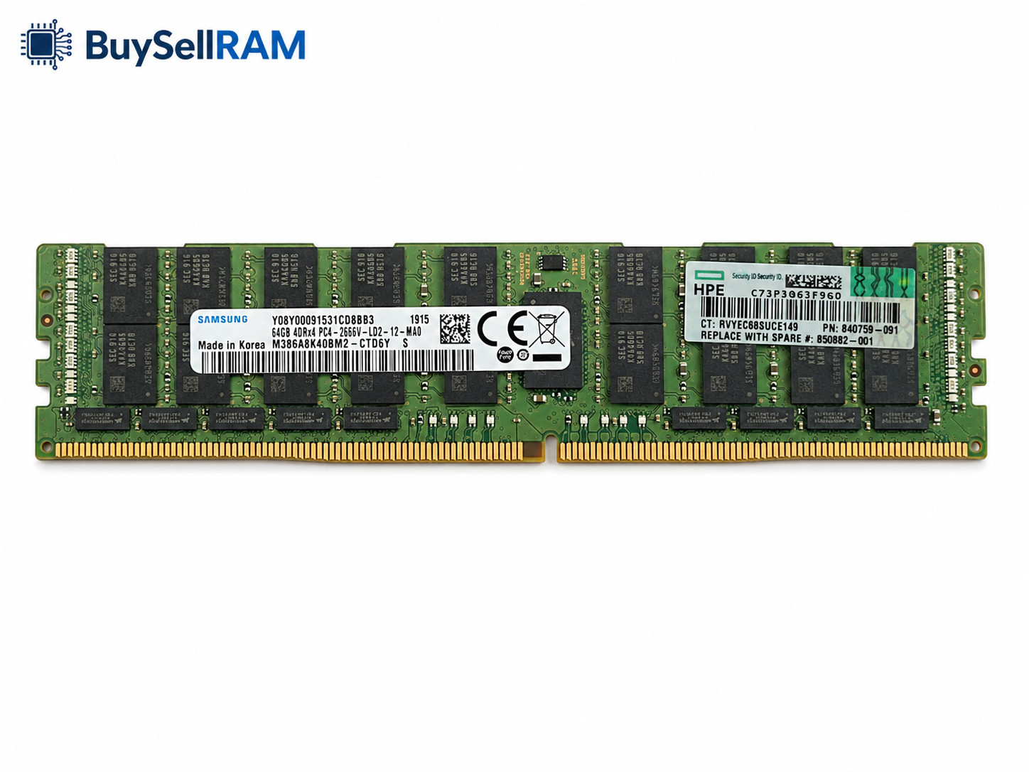 HPE Samsung 64GB DDR4-2666 4DRx4 LRDIMM M386A8K40BM2-CTD6Y