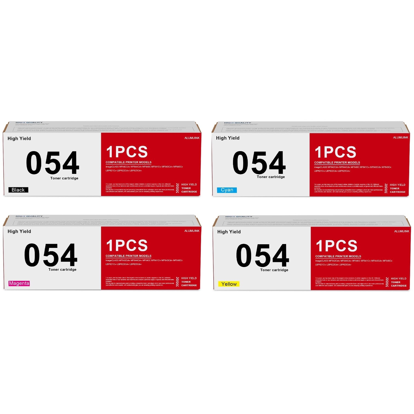CRG-054 054 Toner Cartridges High-Yield (4-Pack, Black, Cyan, Magenta, Yellow...