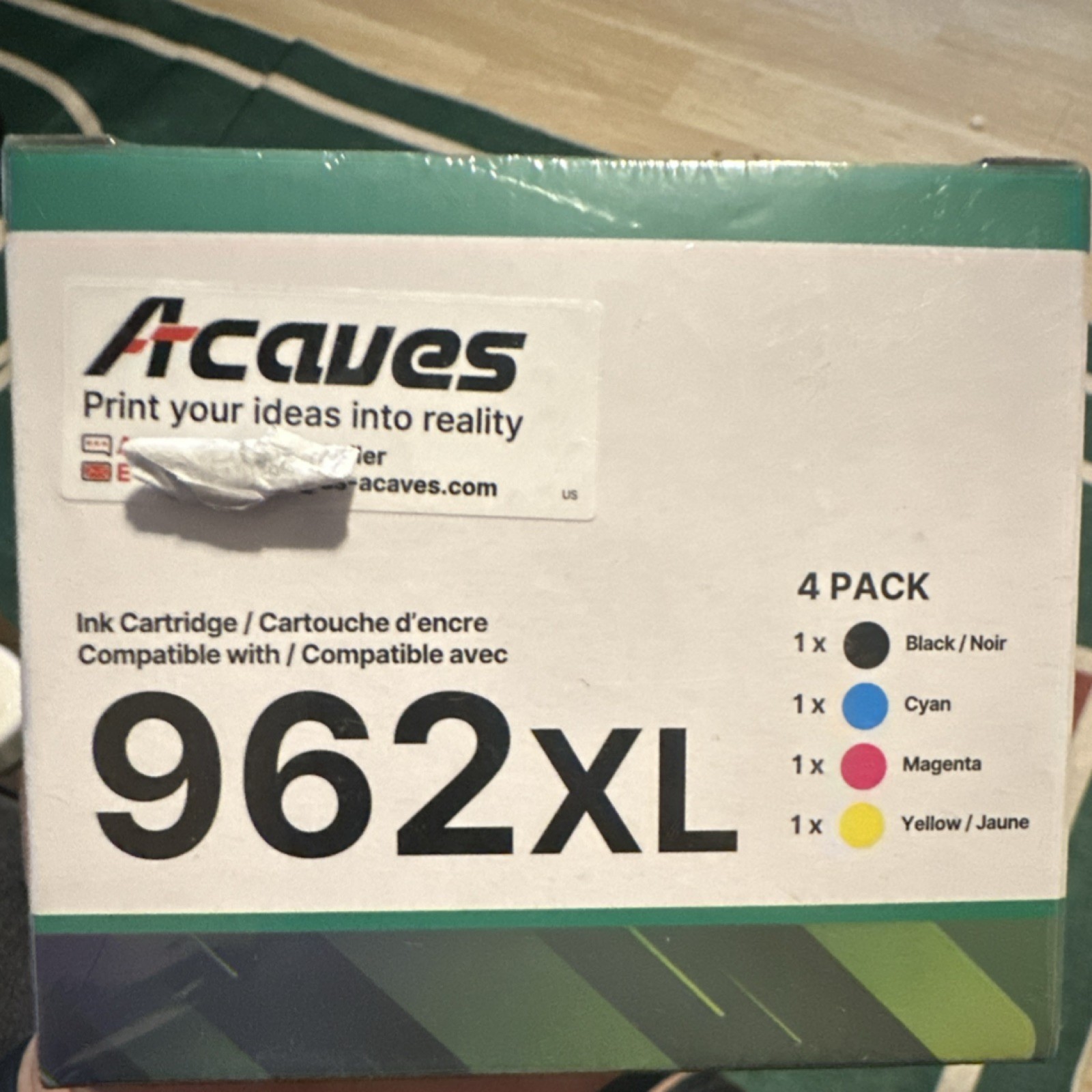 Acaves 962XL Ink Cartridge 4-Pack Black Cyan Magenta Yellow
