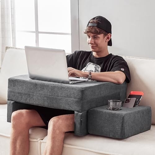 Lap Desk Pillow for Laptop Reading Bed Couch Work Gaming Grey Large