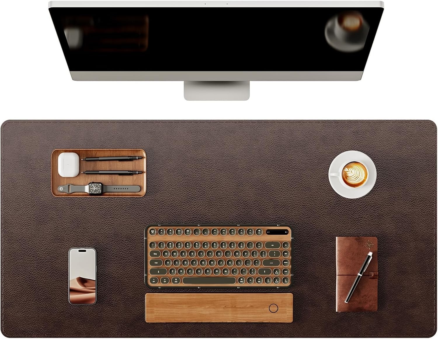 Genuine Leather Desk Mat, 35.4"X17" Office Desk Pad, Thick Premium Table Pad ...